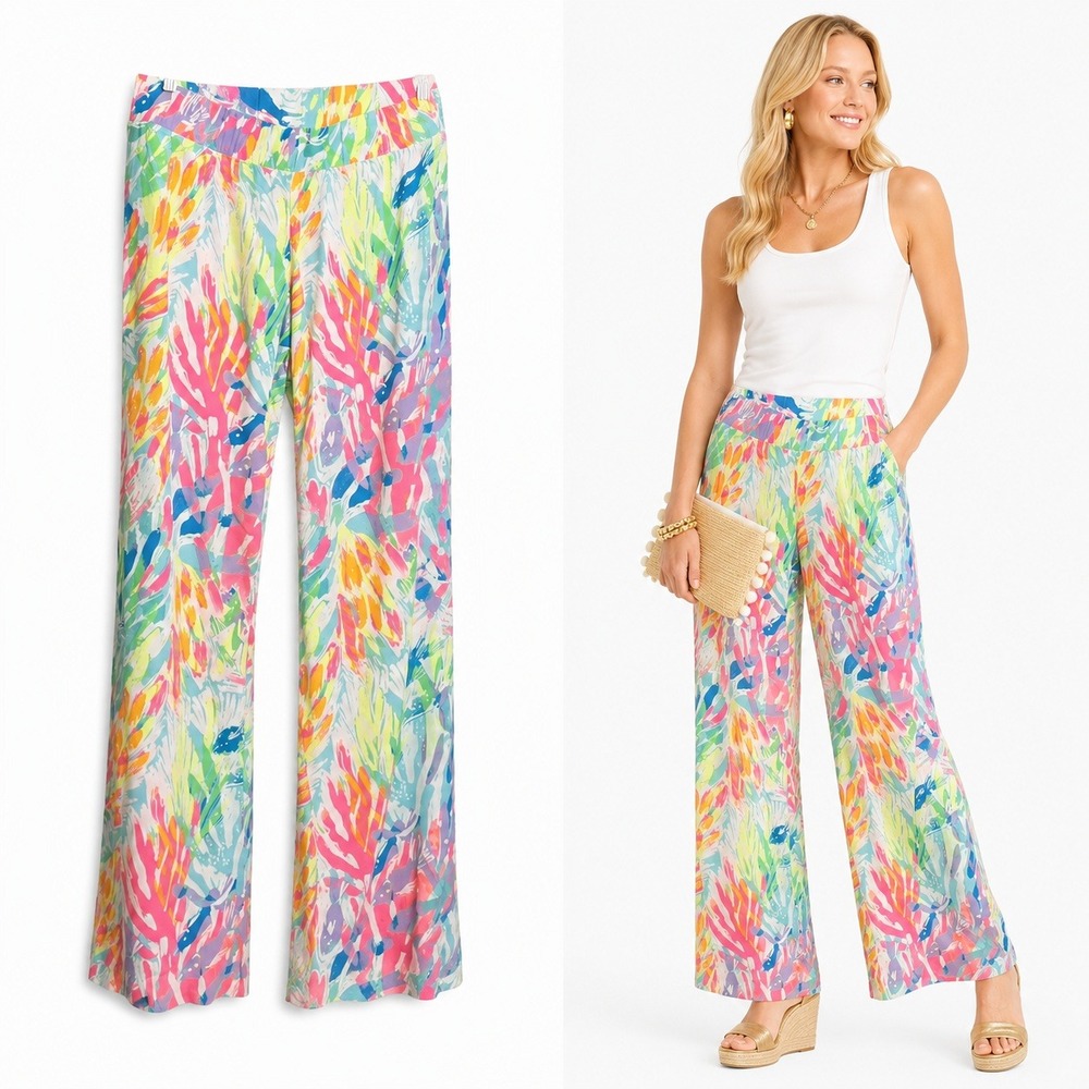 Lilly Pulitzer Bal Harbour‎ Palazzo Pants Womens S Sparkling Sand Wide Leg NWT